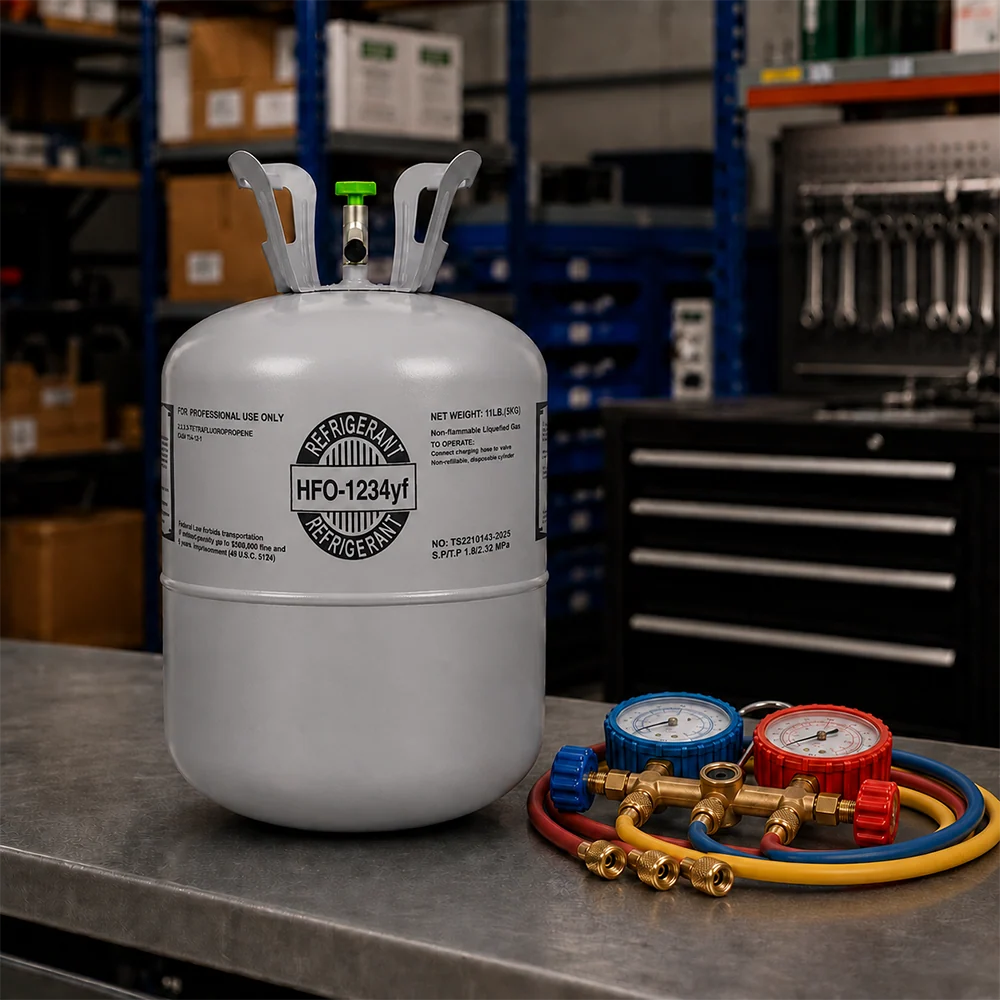 11 lb R1234yf A2L Refrigerant Cylinder for Automotive A/C in use